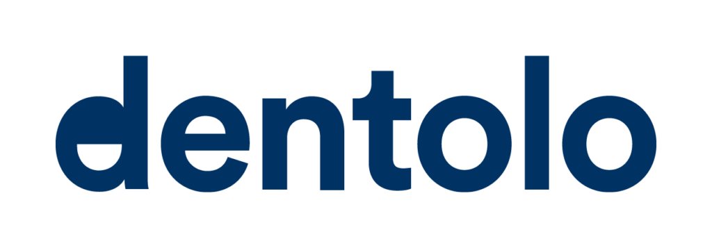 Logo von "dentolo" in dunkelblauer Schrift auf weißem Hintergrund.